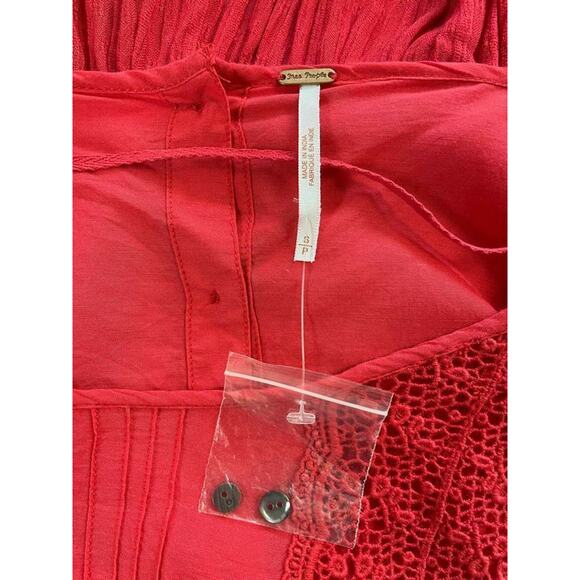 FREE PEOPLE NWOT! THINKING OF YOU CROCHET TUNIC CORAL TOP SIZE S - Picture 4 of 5